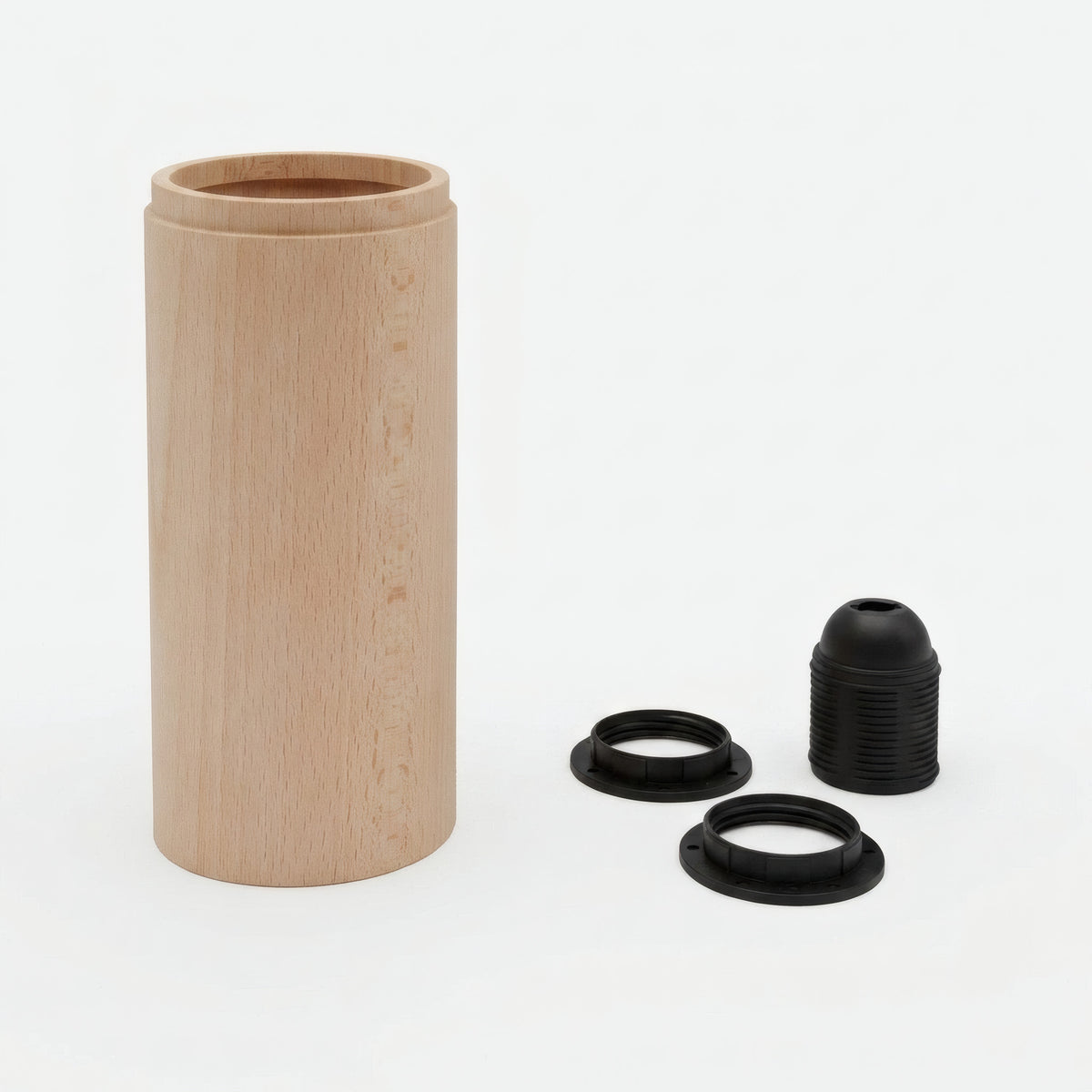Abat-jour spot cylindrique en hêtre avec douille E27 — Bois naturel