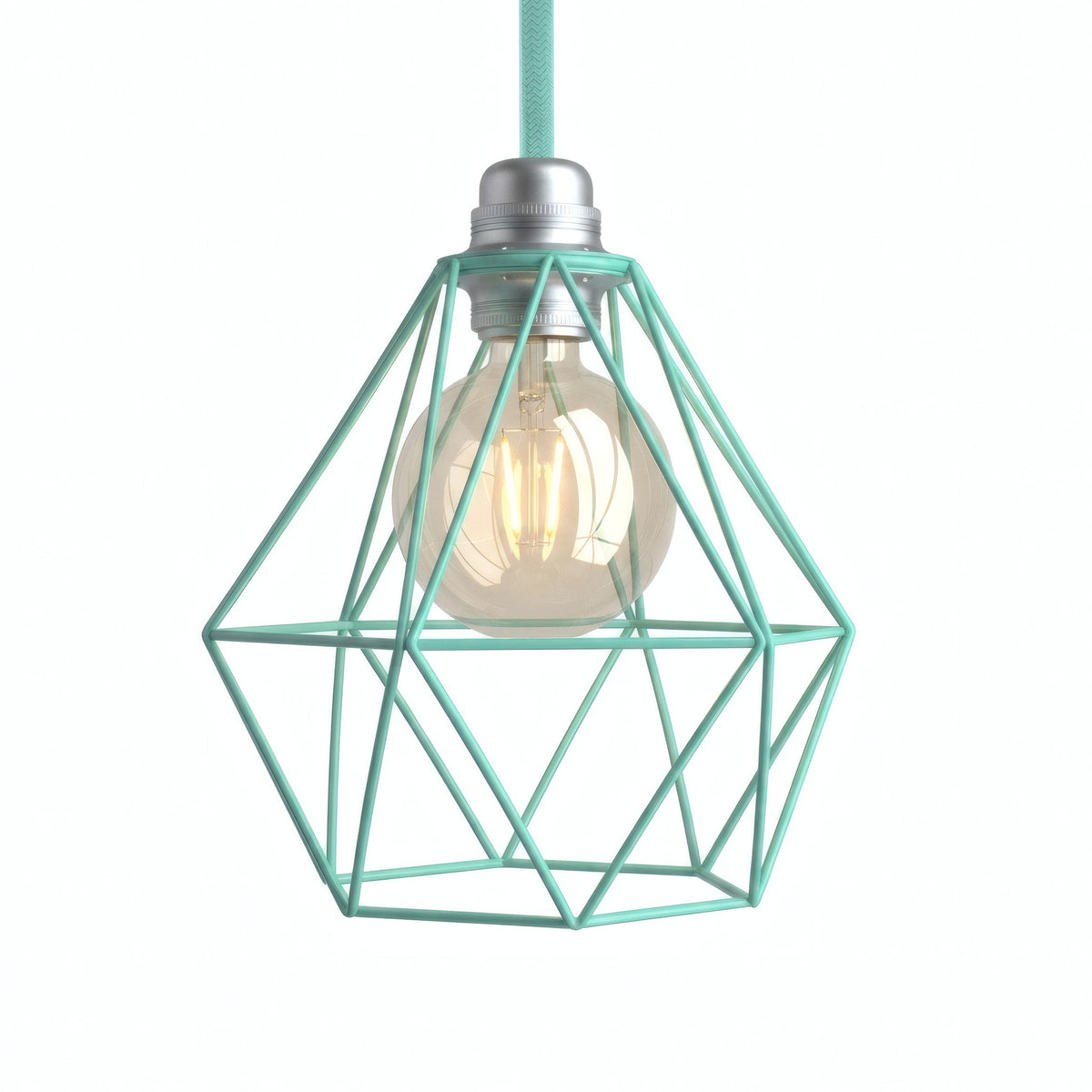 Abat-jour cage diamant en métal à facettes pour douille E27 — Turquoise