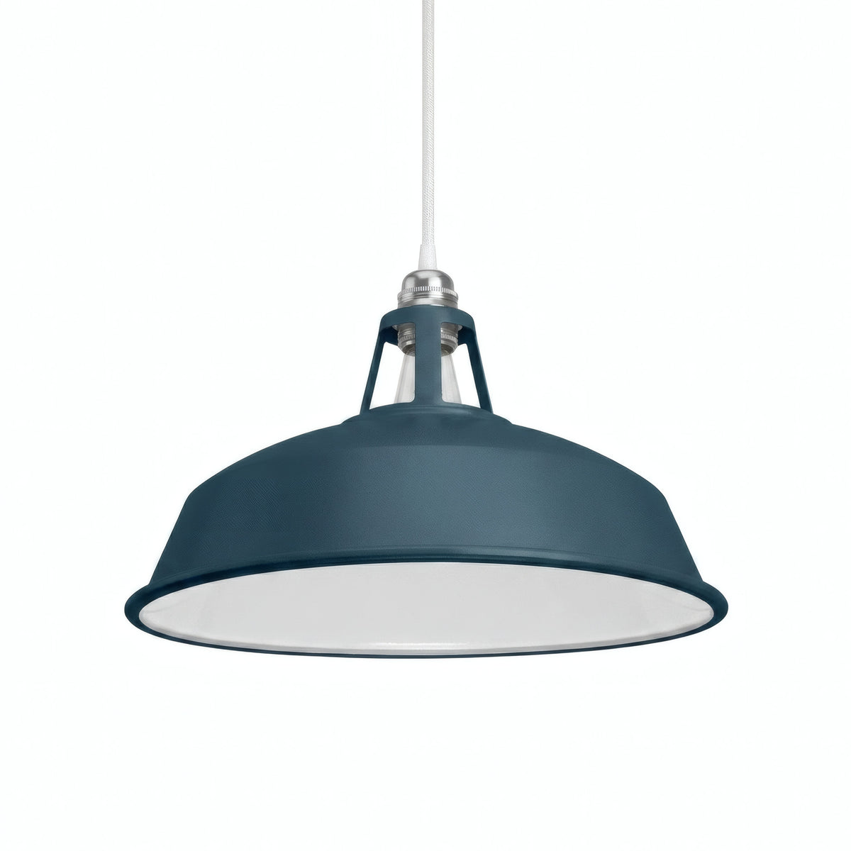 Abat-jour cloche en métal émaillé Ø 38 cm pour douille E27 — Bleu pétrole