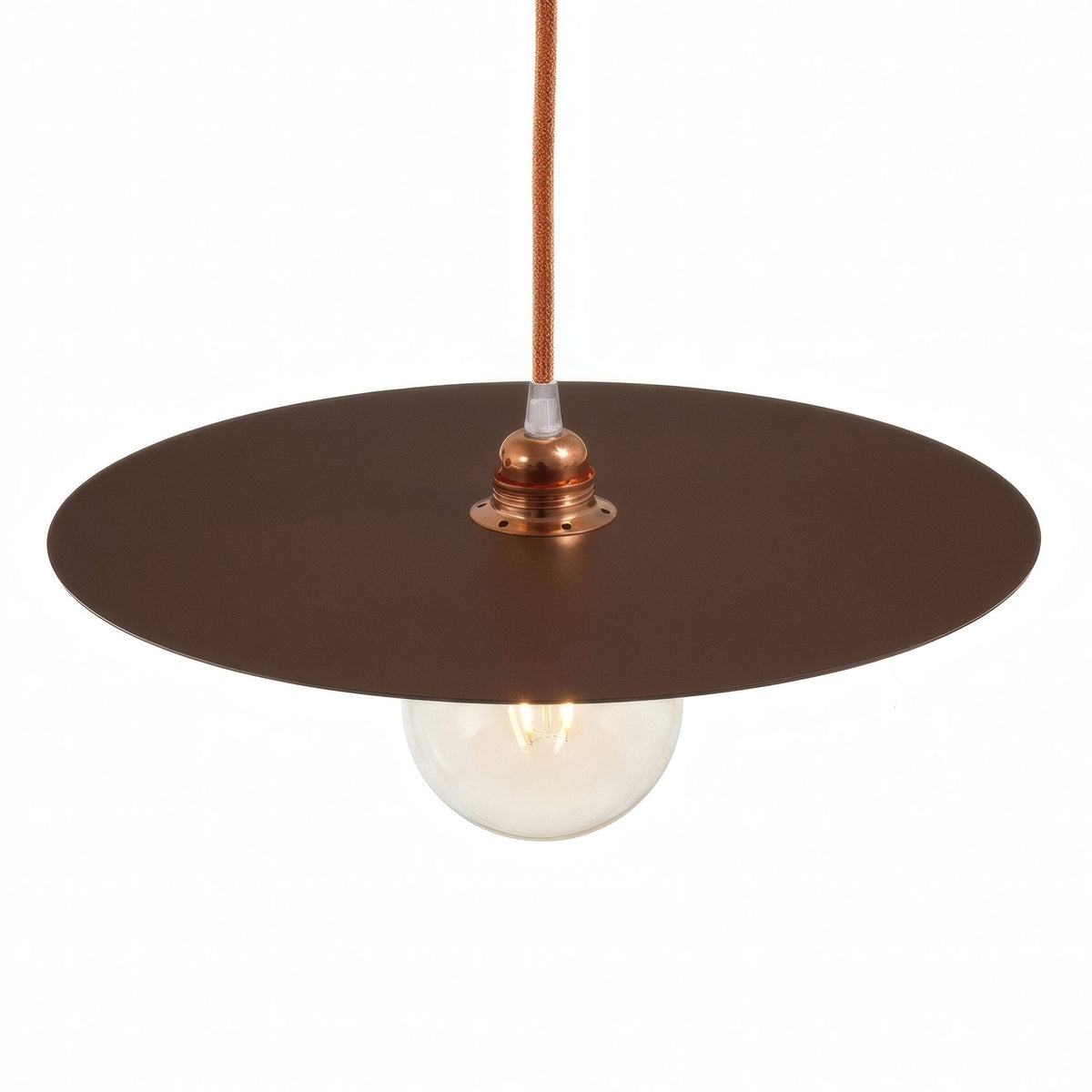 Abat-jour disque plat en fer Ø 40 cm pour douille E27 — Effet corten