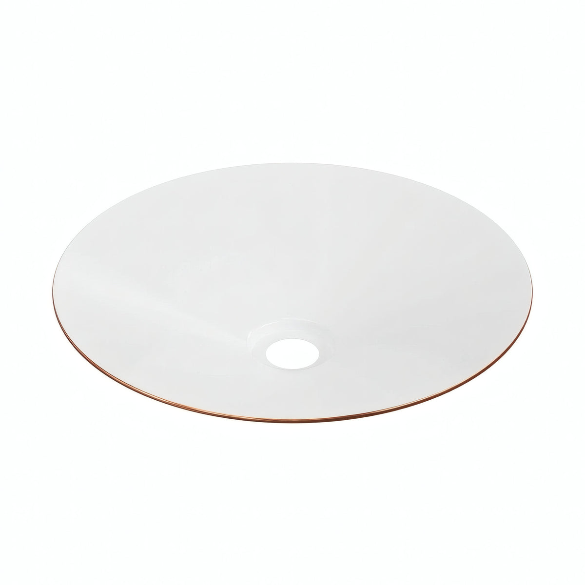 Abat-jour plat en métal émaillé Ø 30 cm pour douille E27 — Blanc et cuivre satiné