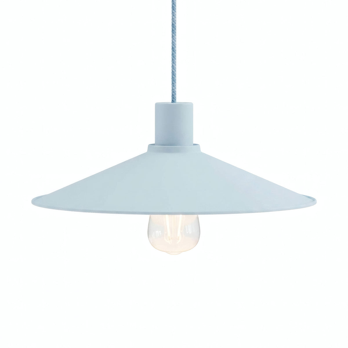 Abat-jour plat en métal émaillé Ø 30 cm pour douille E27 — Bleu ciel