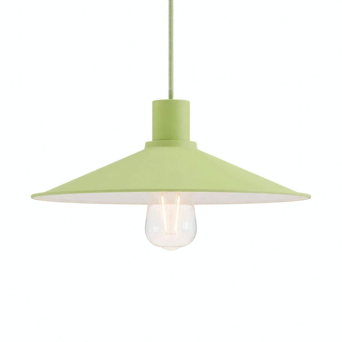 Abat-jour plat en métal émaillé Ø 30 cm pour douille E27 — Vert prairie