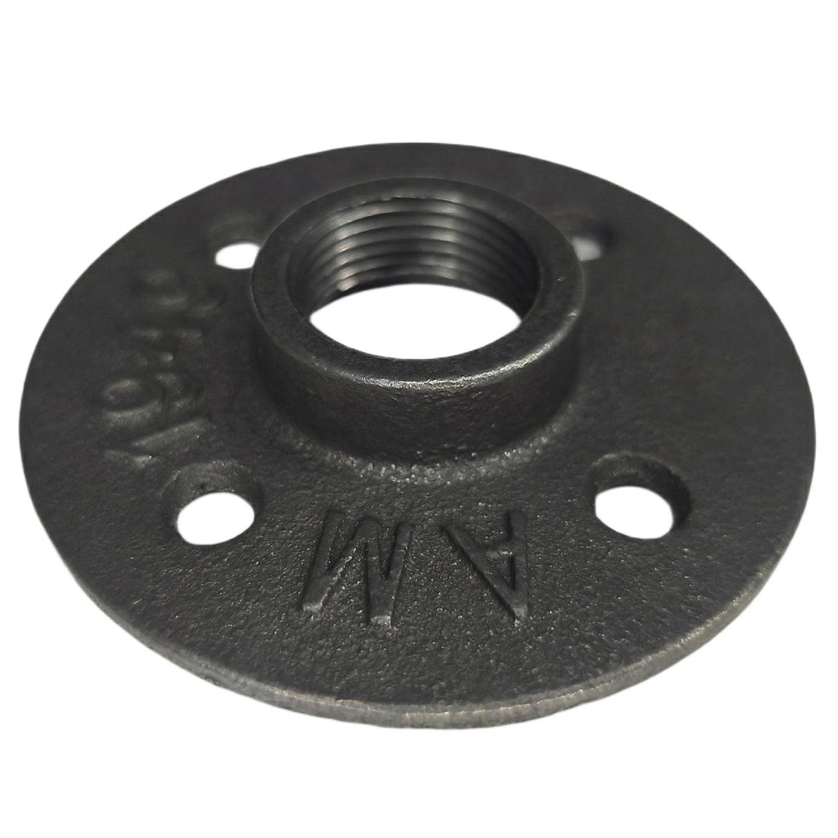 Bride de plancher 4 trous 3/4 pouce fonte noire — vue 3/4