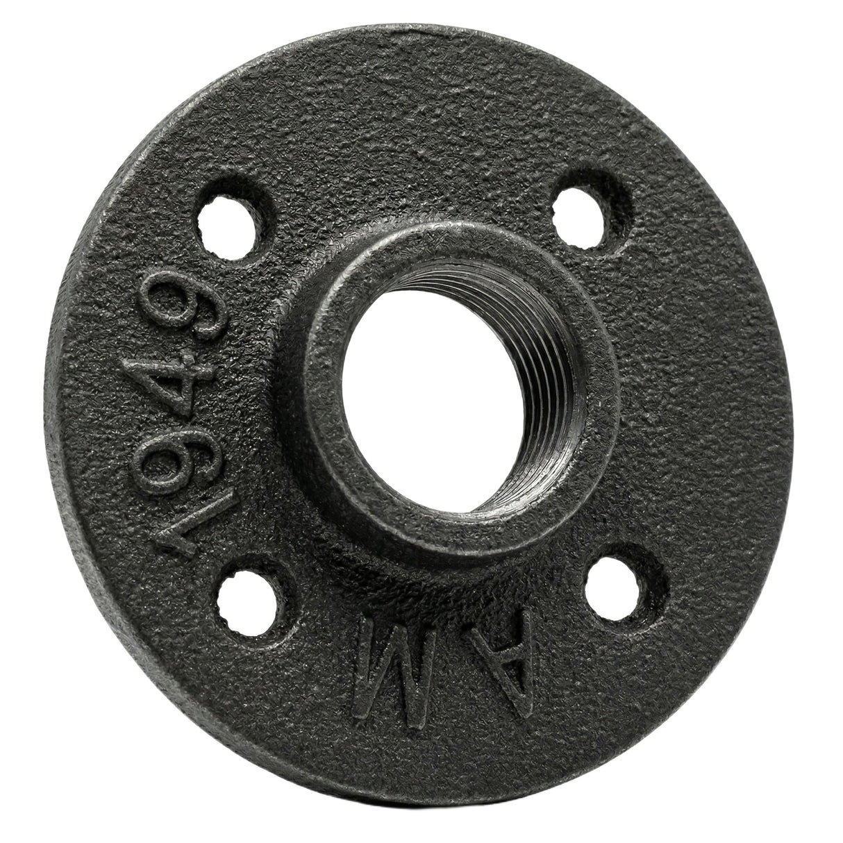 Bride 4 trous 3/4 pouce fonte noire — vue en perspective