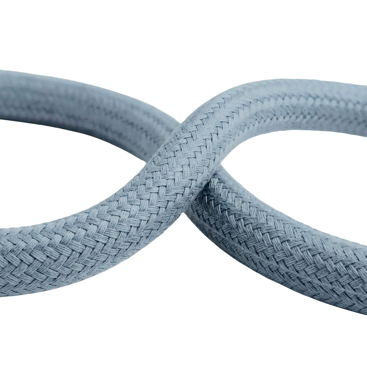 Câble textile rond en coton Bleu océan – rouleau en gros plan