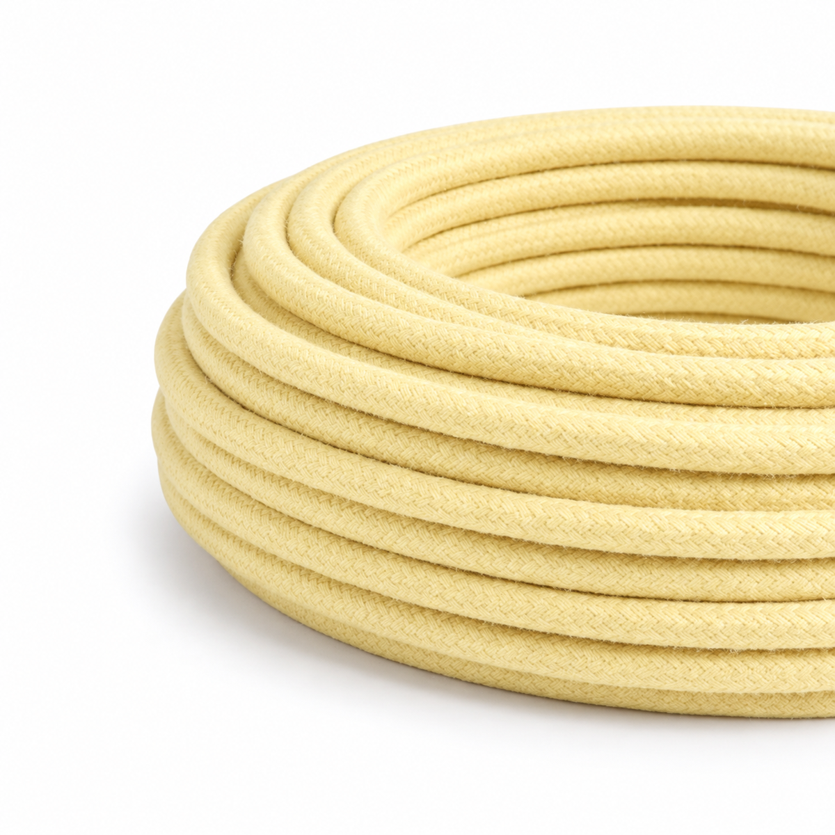 Câble électrique textile rond, coton jaune pastel — vue 3