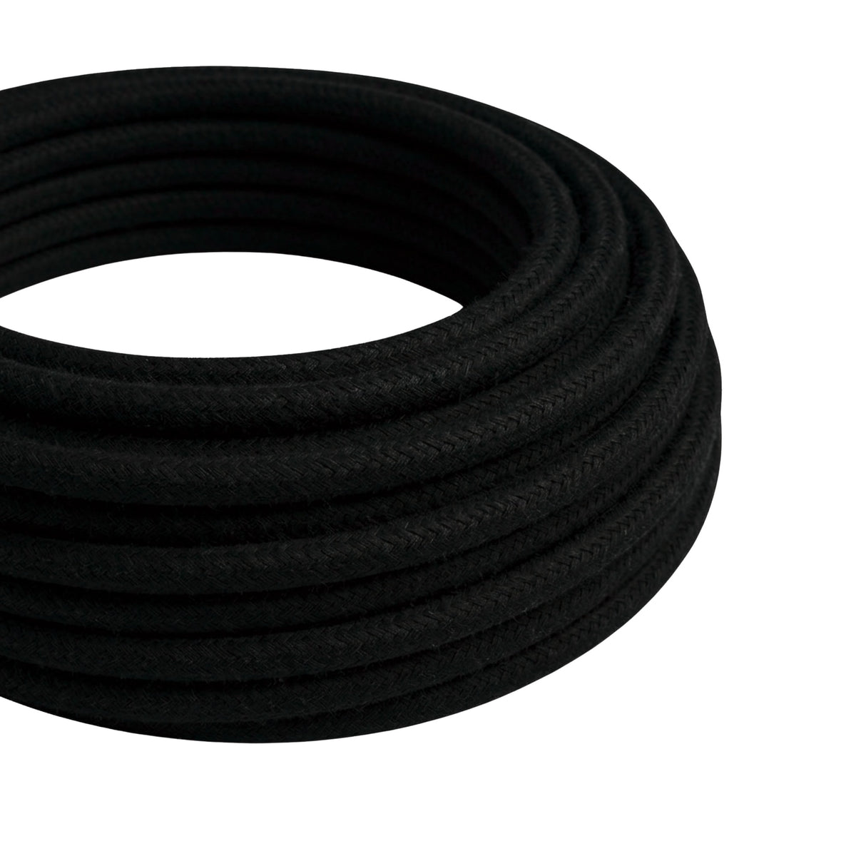 Câble textile rond en coton Noir charbon