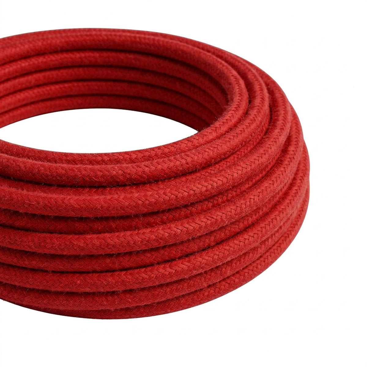 Câble textile rond en coton Rouge feu