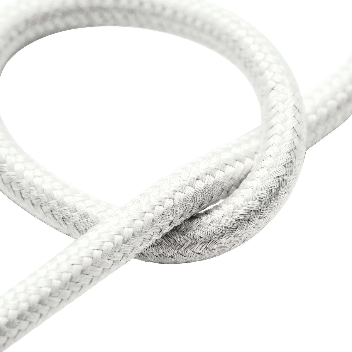 Câble textile rond effet soie Blanc optique