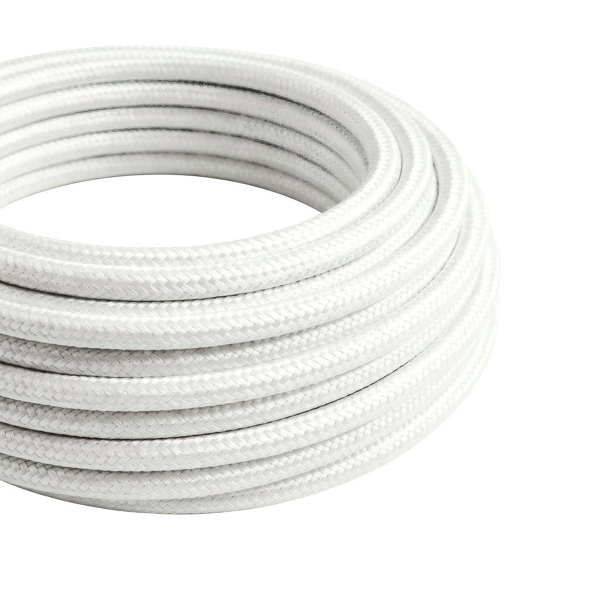 Câble textile rond effet soie Blanc optique
