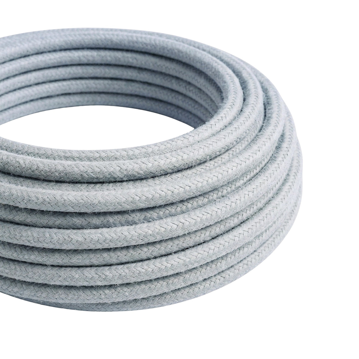 Câble textile rond effet soie Bleu gris clair