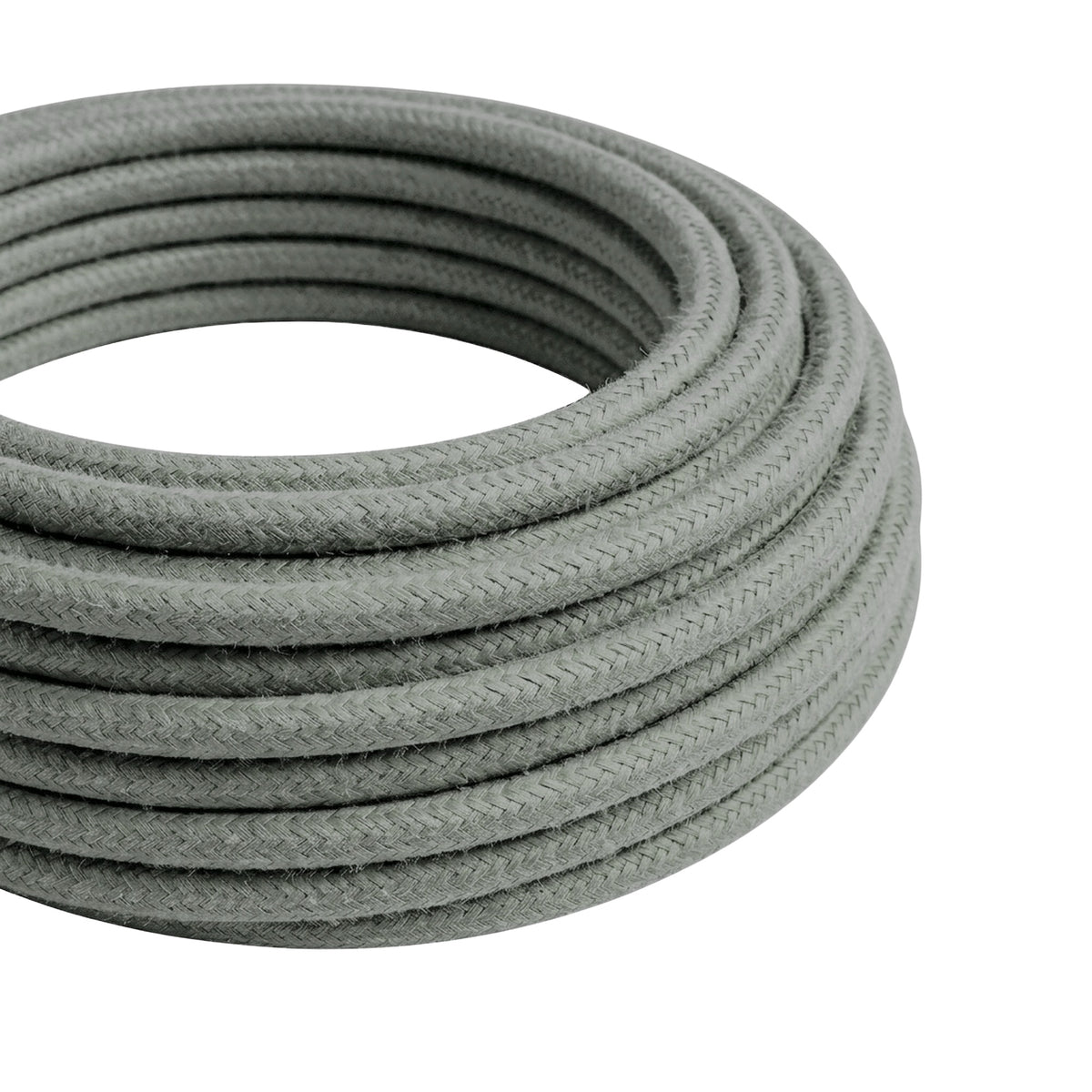 Câble textile rond effet soie Gris fumé