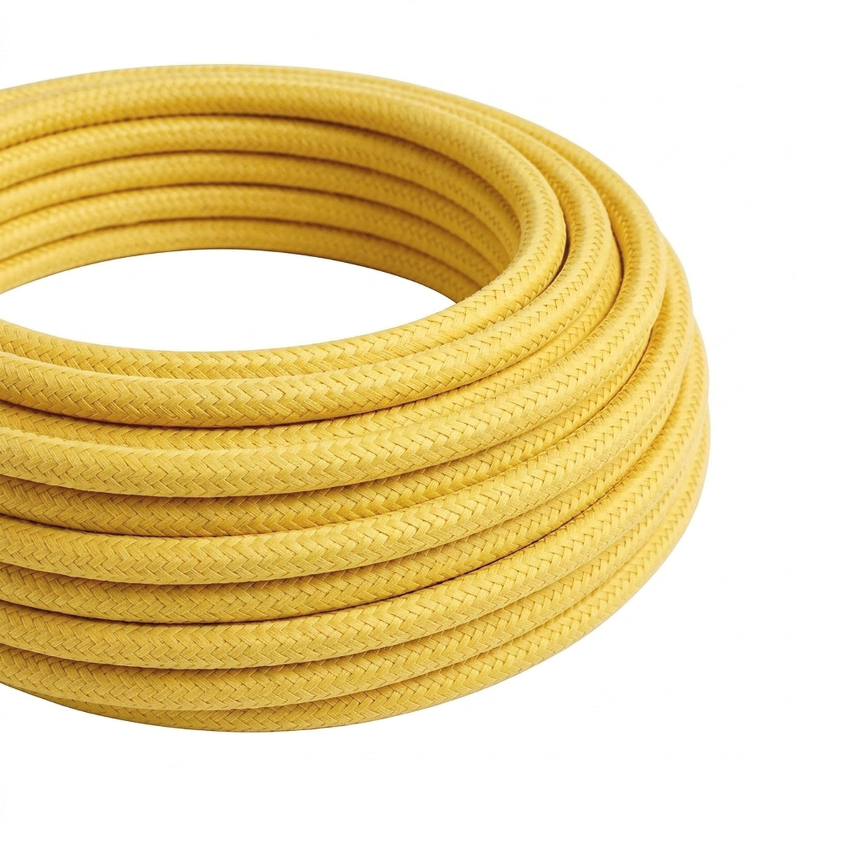 Câble textile rond effet soie Jaune maïs