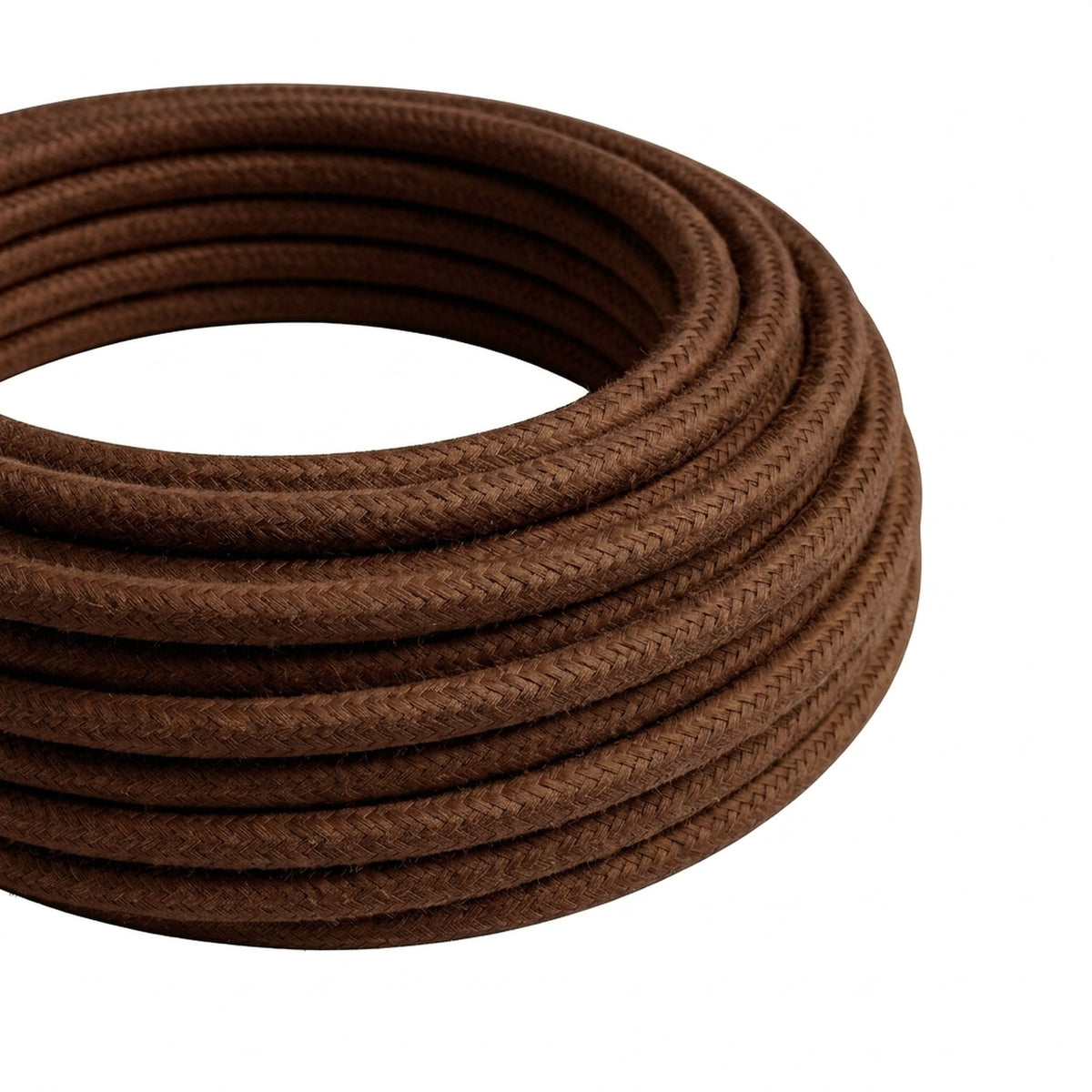 Câble textile rond effet soie Marron espresso