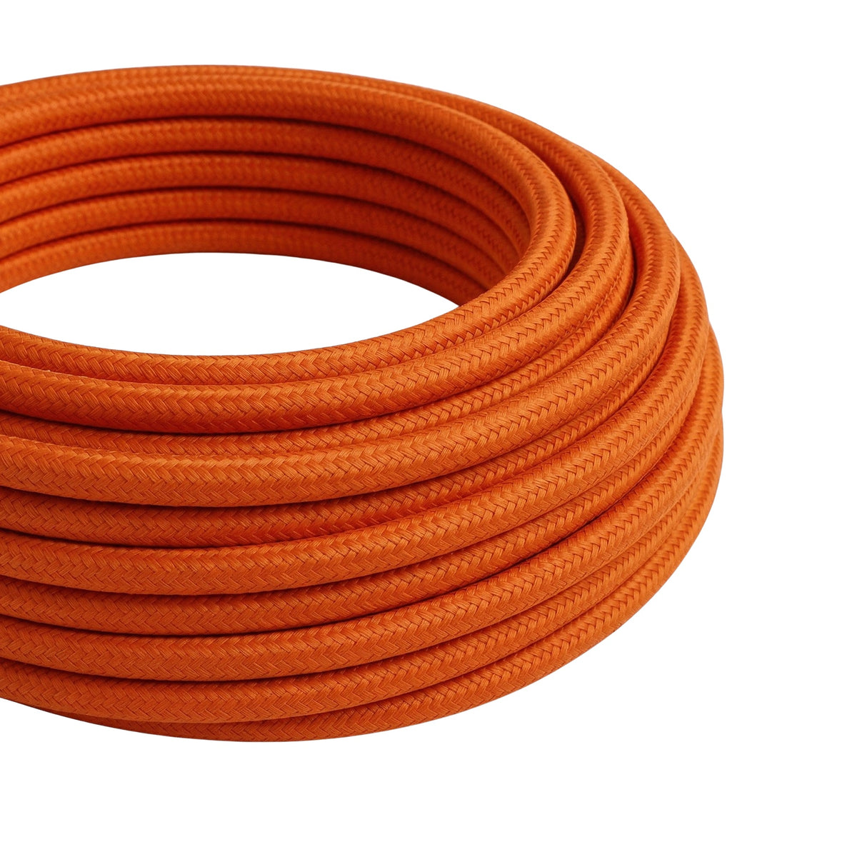 Câble textile rond effet soie Orange flamme