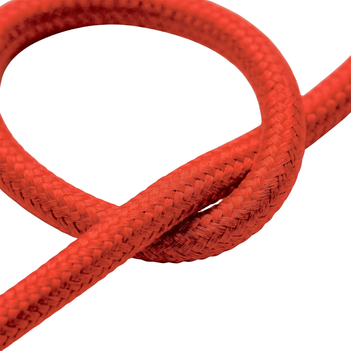 Câble textile rond effet soie Rouge feu