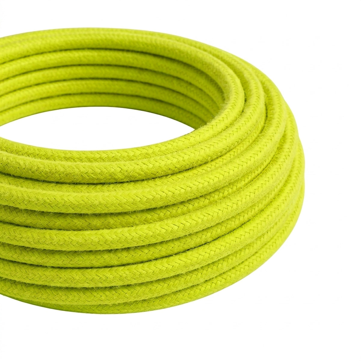 Câble textile rond effet soie fluo Jaune