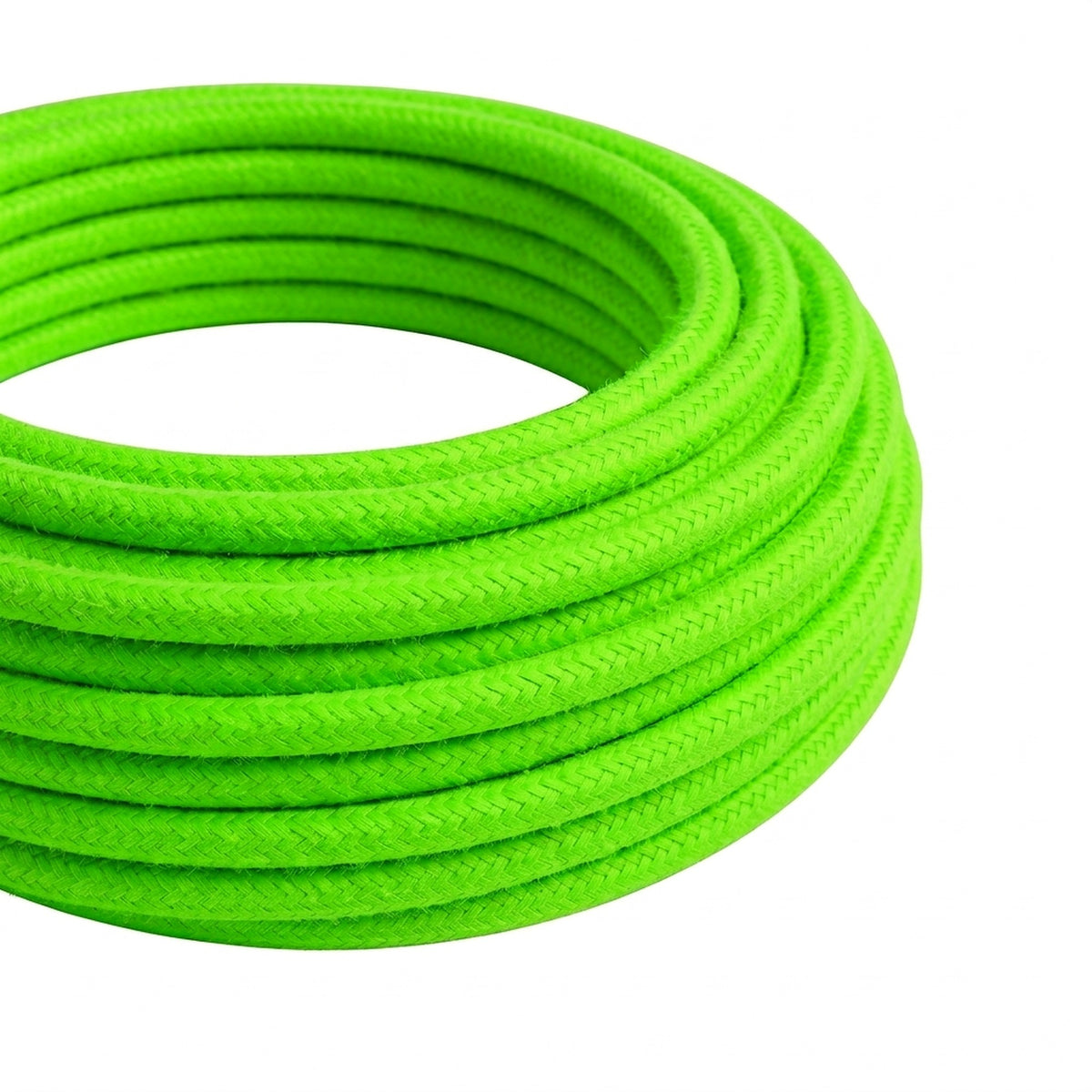 Câble textile rond effet soie fluo Vert