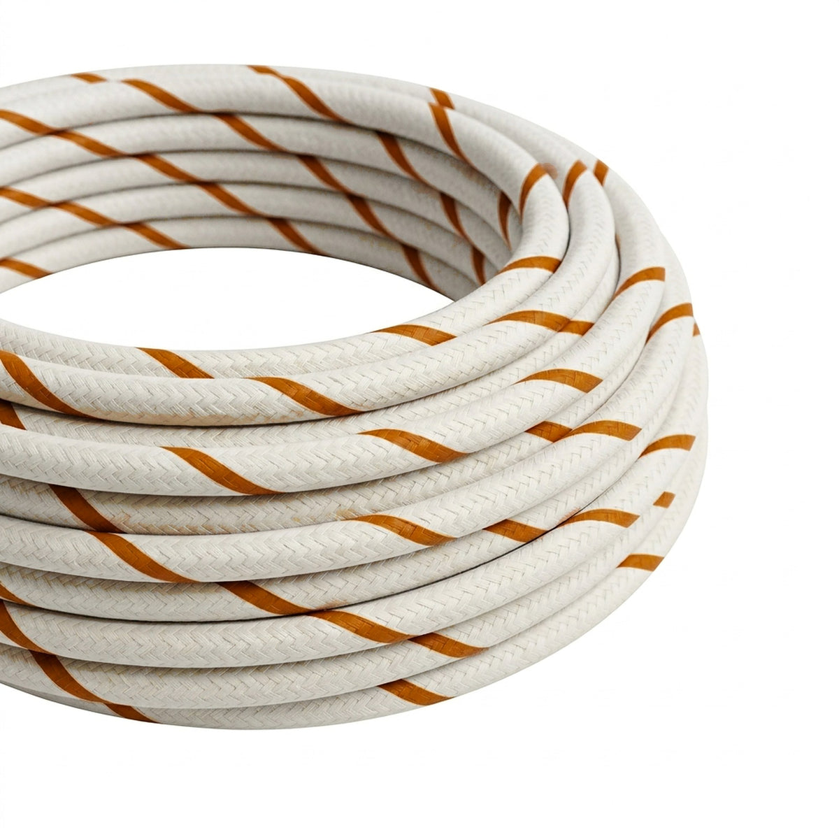 Câble textile rond rayé effet soie Mousse de bière