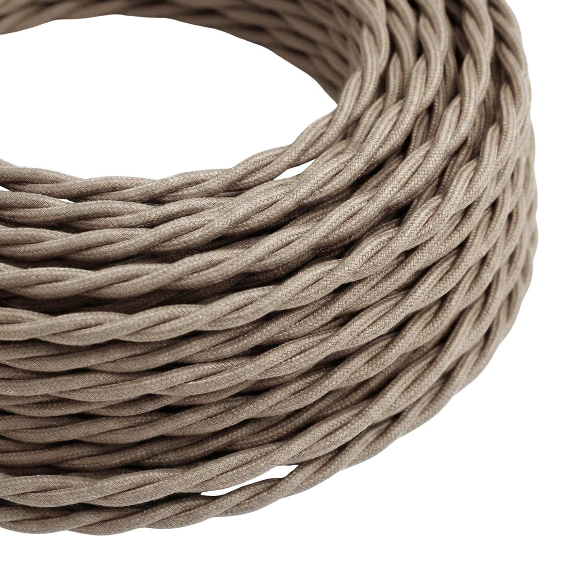 Câble textile torsadé en coton Gris tourterelle