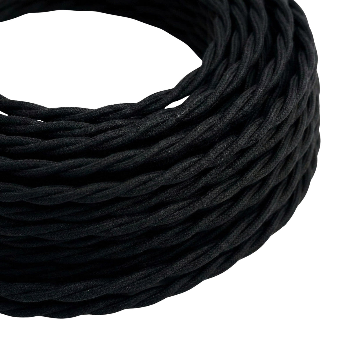 Câble textile torsadé en coton Noir charbon