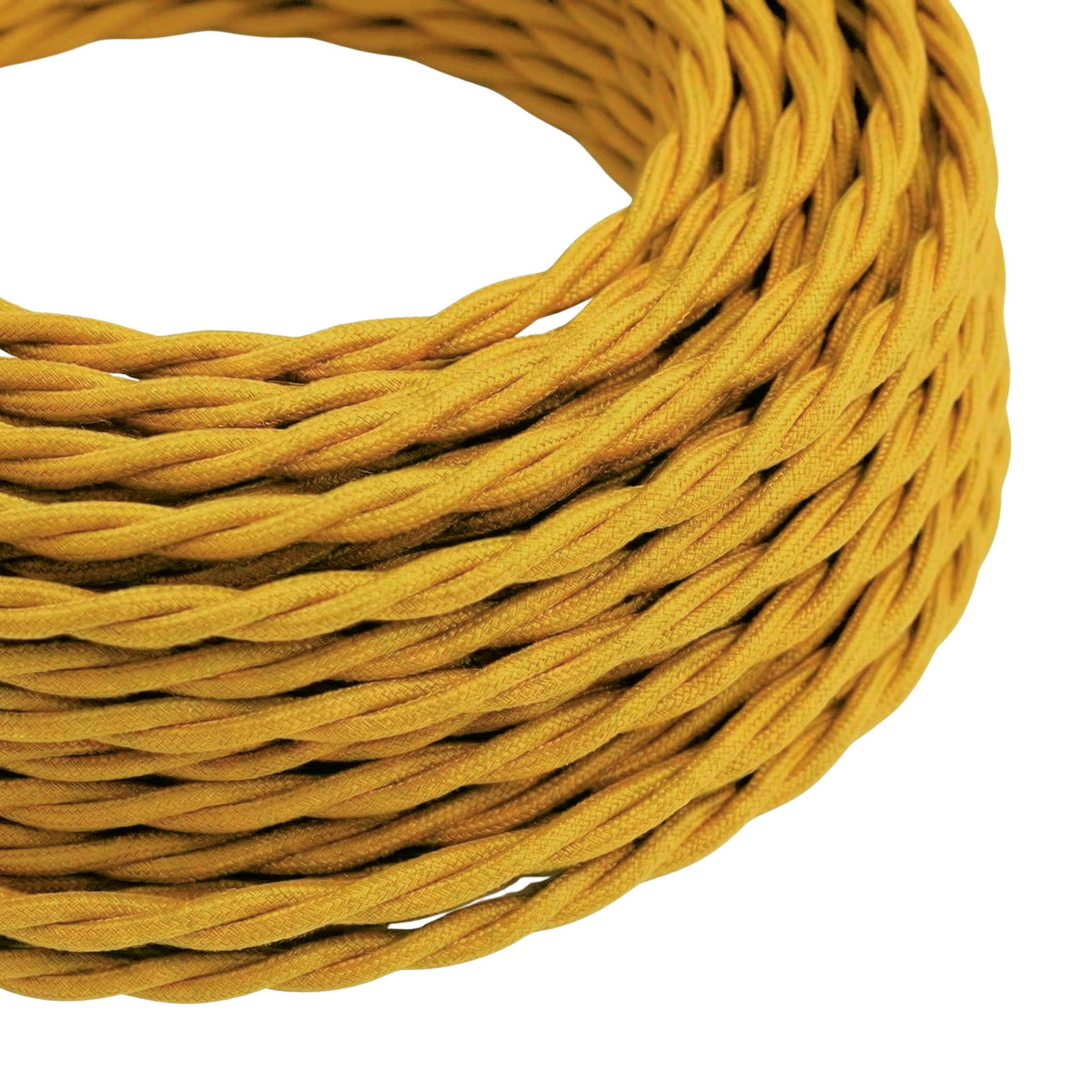 Câble textile torsadé effet soie Jaune moutarde