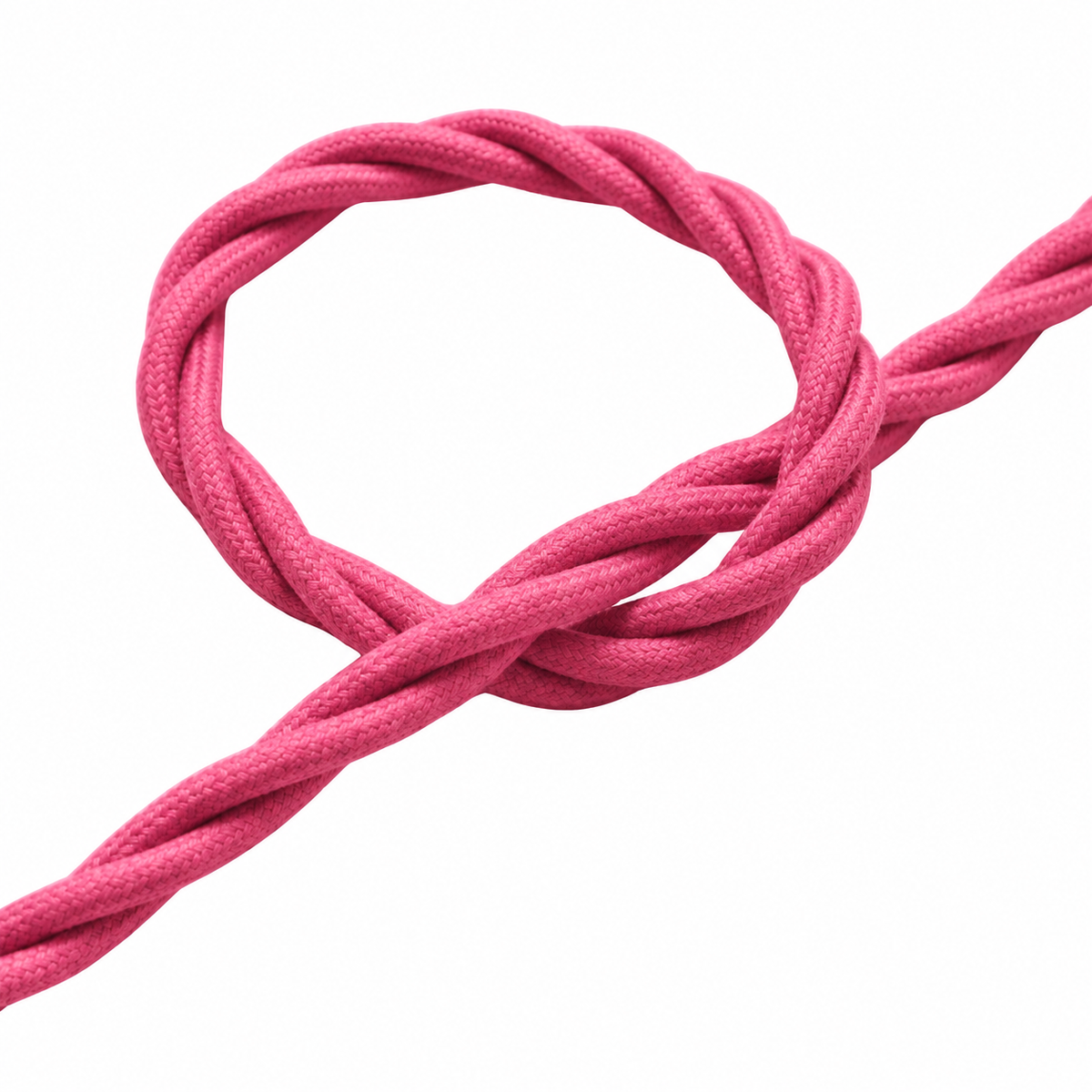 Câble électrique textile torsadé, effet soie rose fuchsia — vue 2