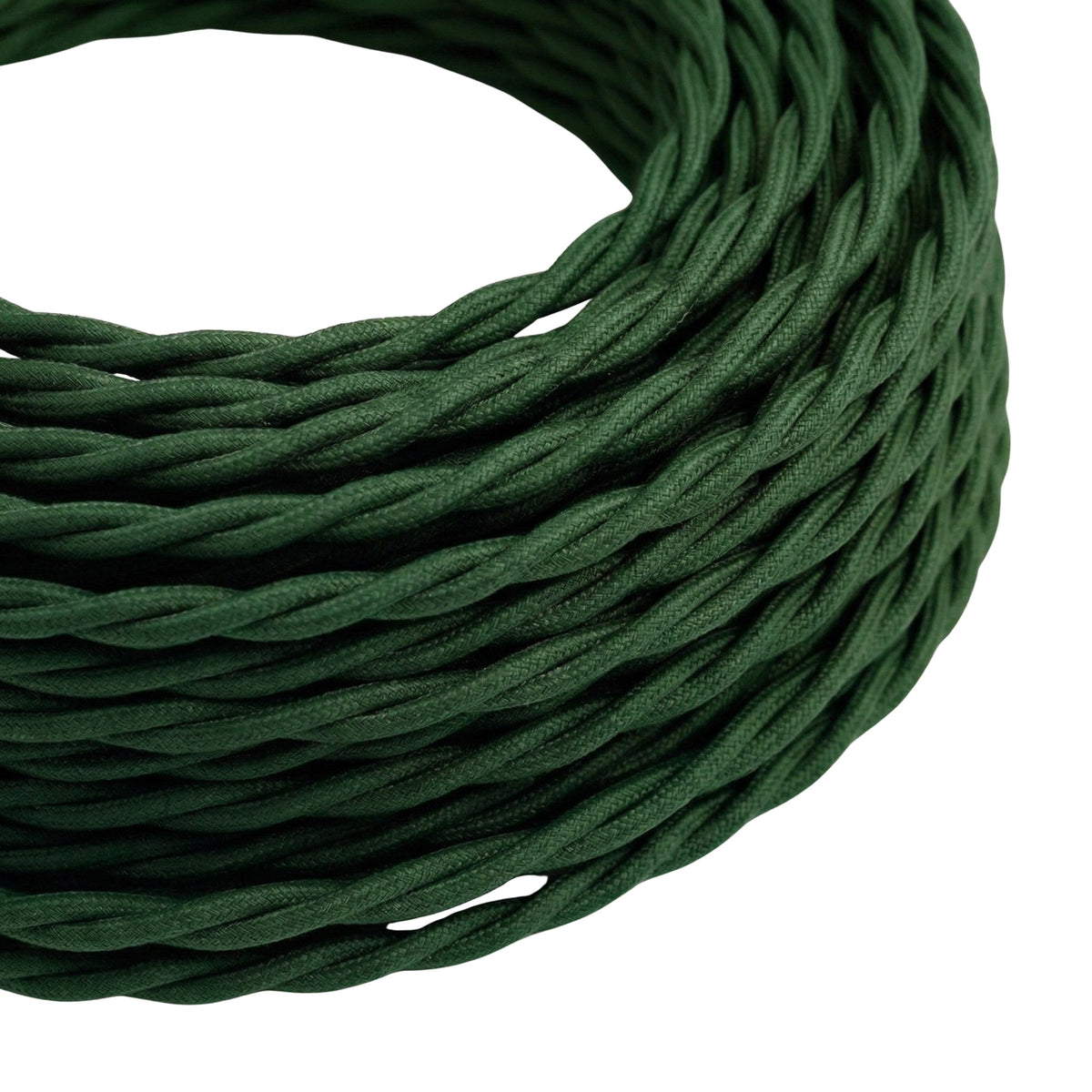 Câble textile torsadé effet soie Vert forêt