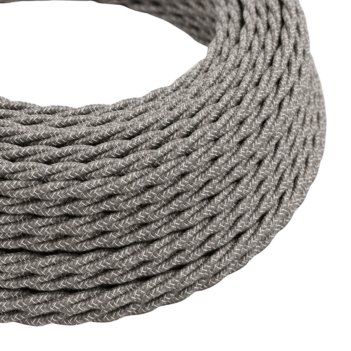 Câble électrique textile torsadé, lin naturel gris — vue 1
