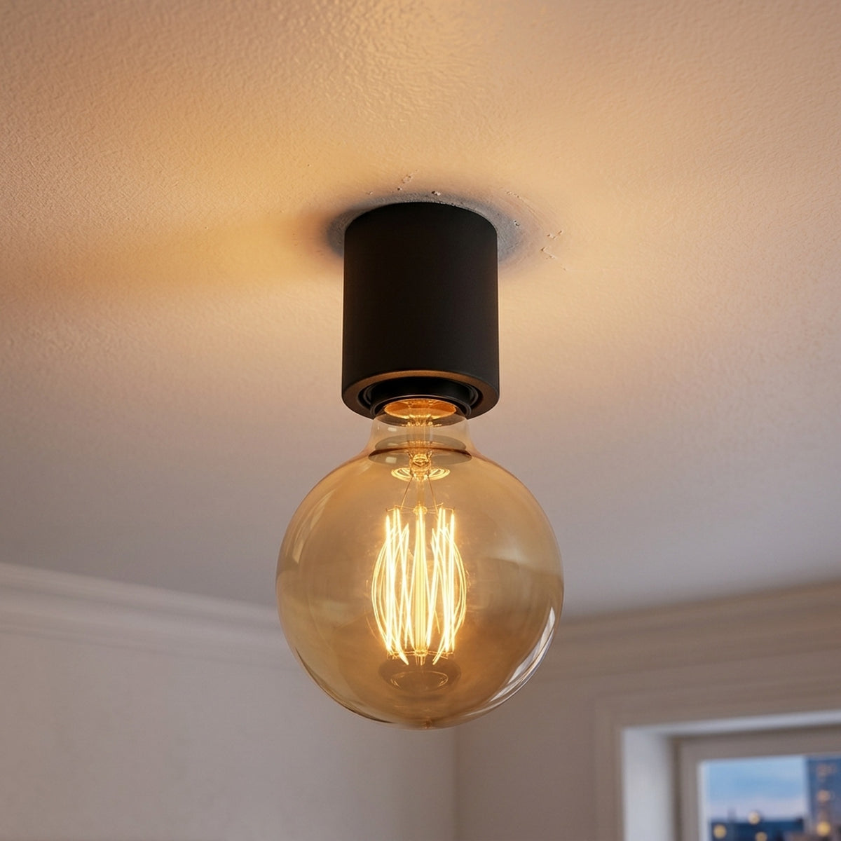 Douille E27 murale ou plafond étanche IP44 — Noir