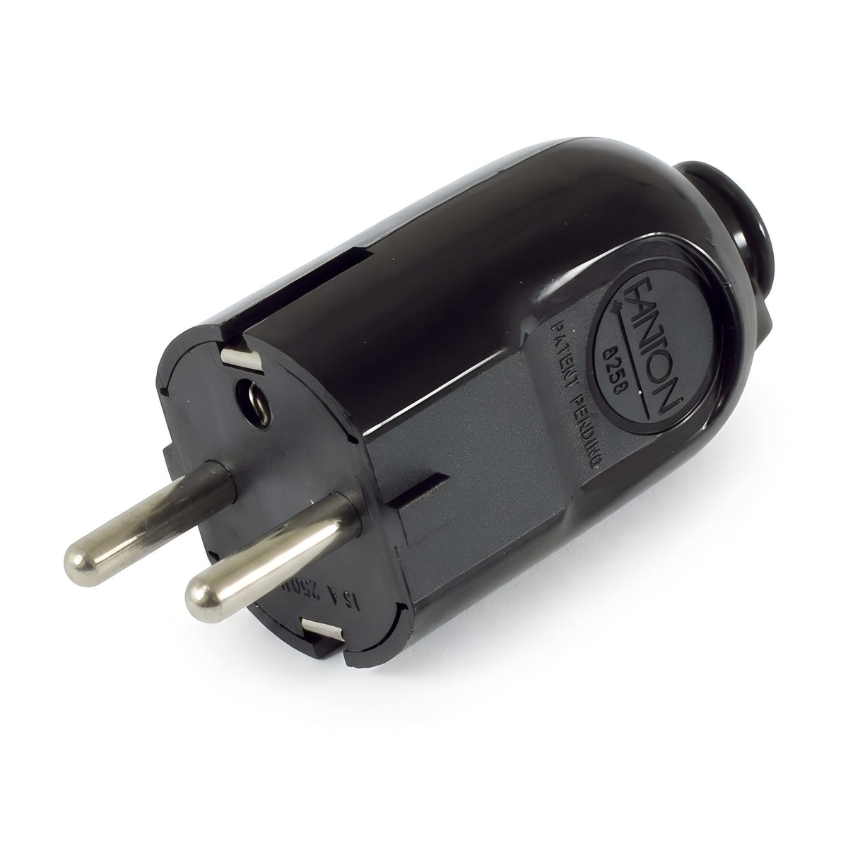 Fiche mâle Schuko droite pour luminaire — Noir