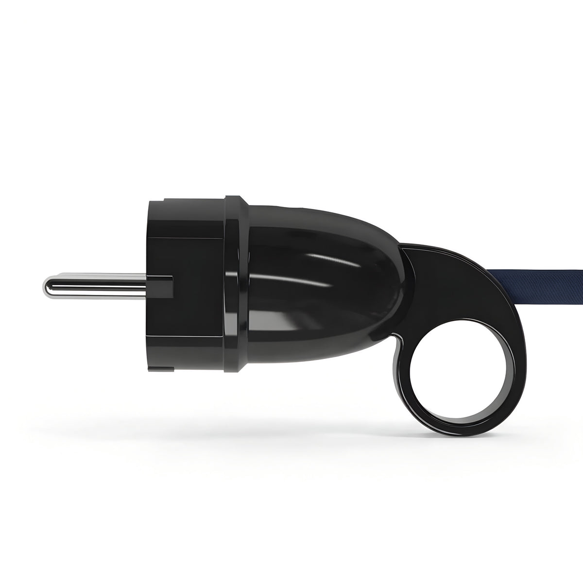 Fiche mâle Schuko avec anneau extracteur — Noir