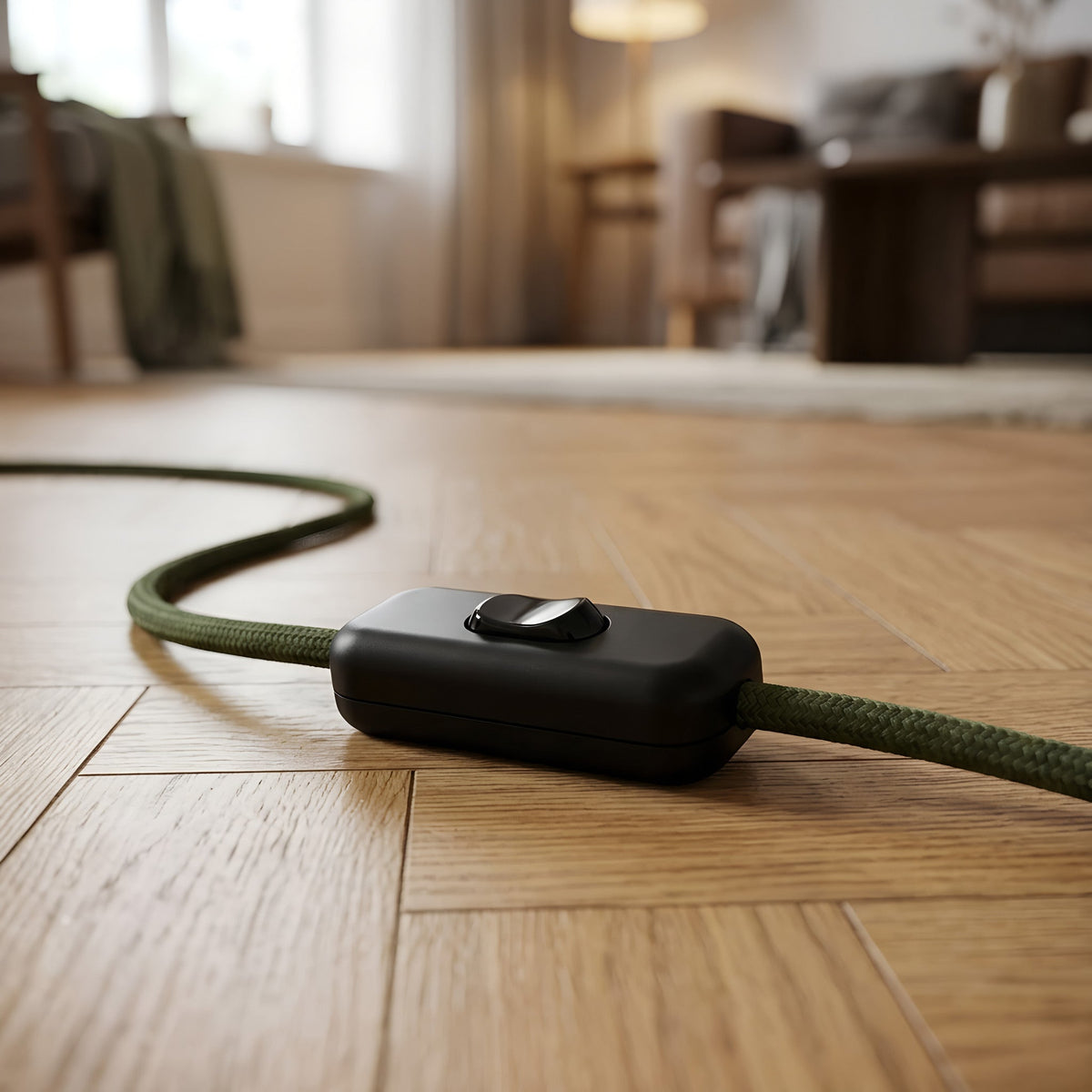 Interrupteur bipolaire à bascule pour fil de lampe — Noir