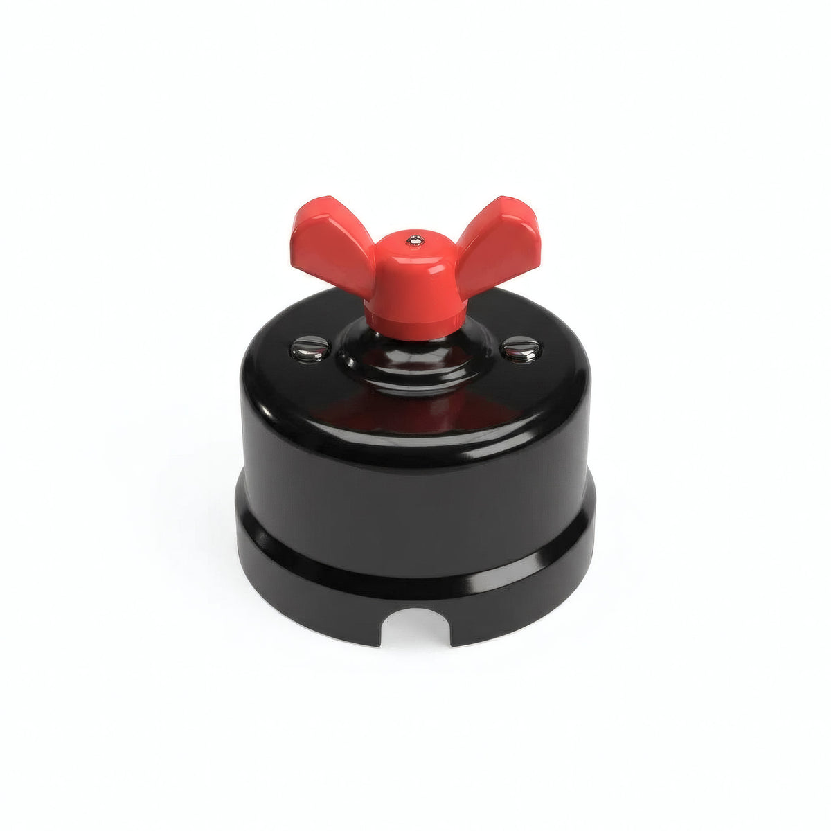 Interrupteur va-et-vient en porcelaine à écrou papillon — Noir / Rouge