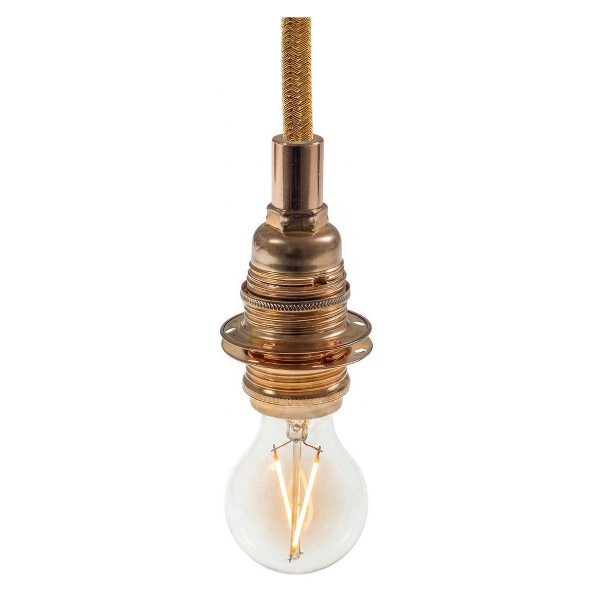 Douille E14 en métal avec double bague pour abat-jour — Cylindrique métal / Cuivre