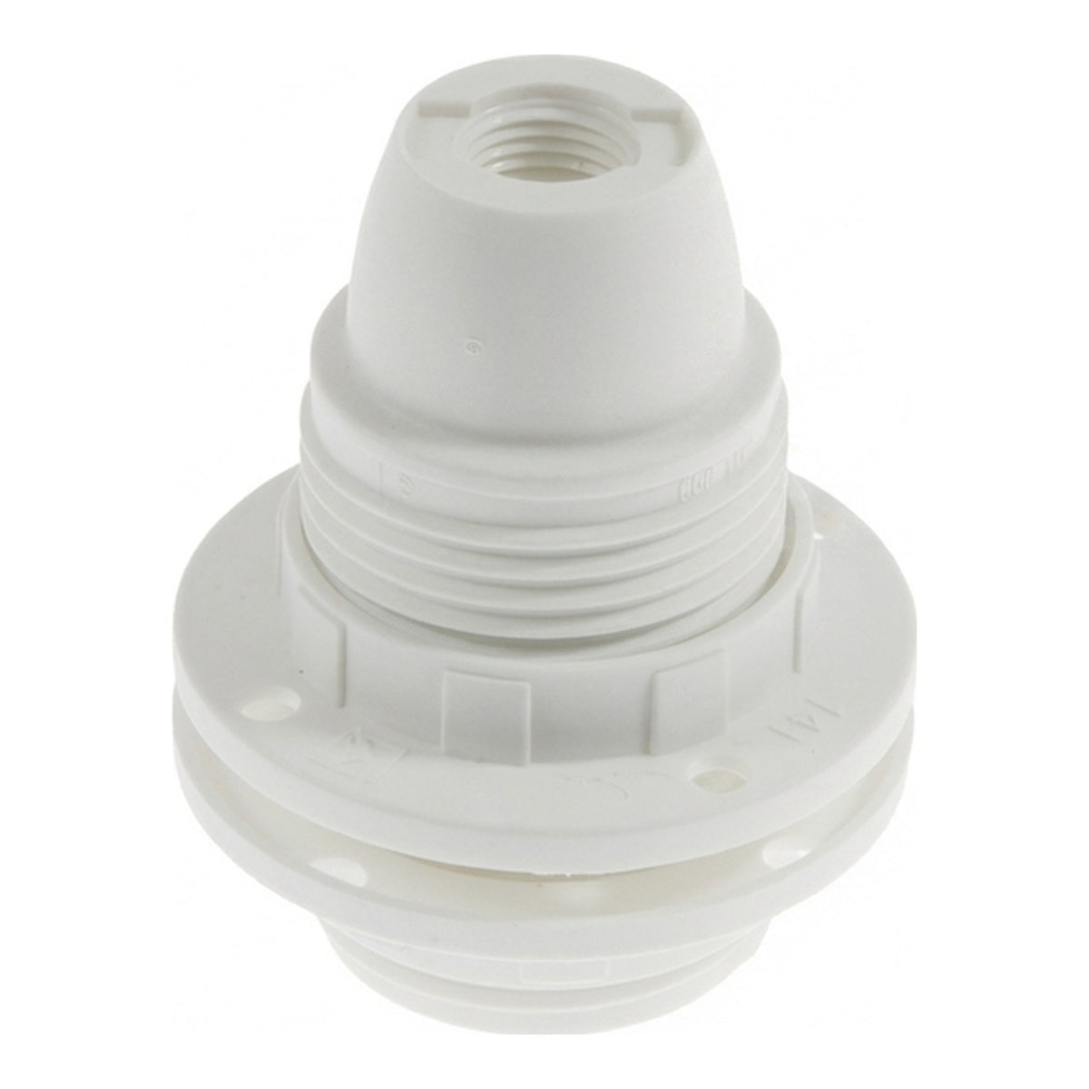 Douille E14 en thermoplastique avec double bague — Blanc