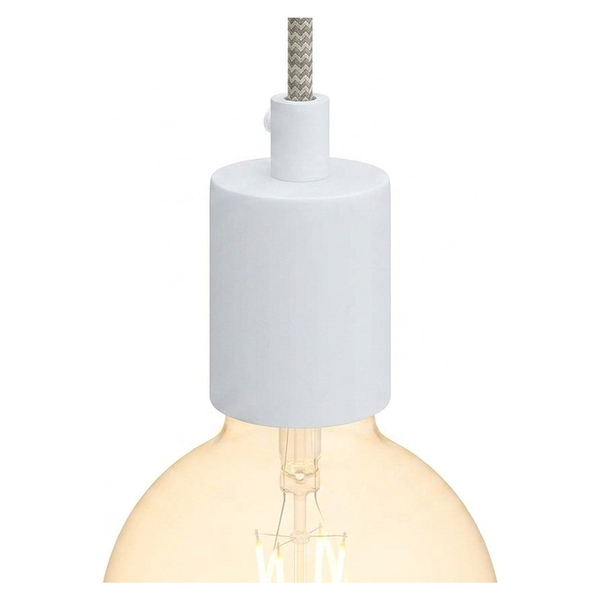 Douille E27 cylindrique en métal — Cylindrique métal / Blanc mat