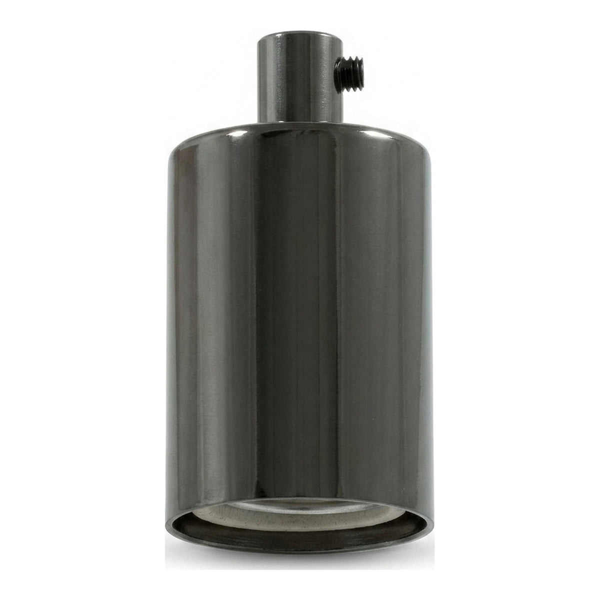 Douille E27 cylindrique en métal — Cylindrique métal / Perle noire
