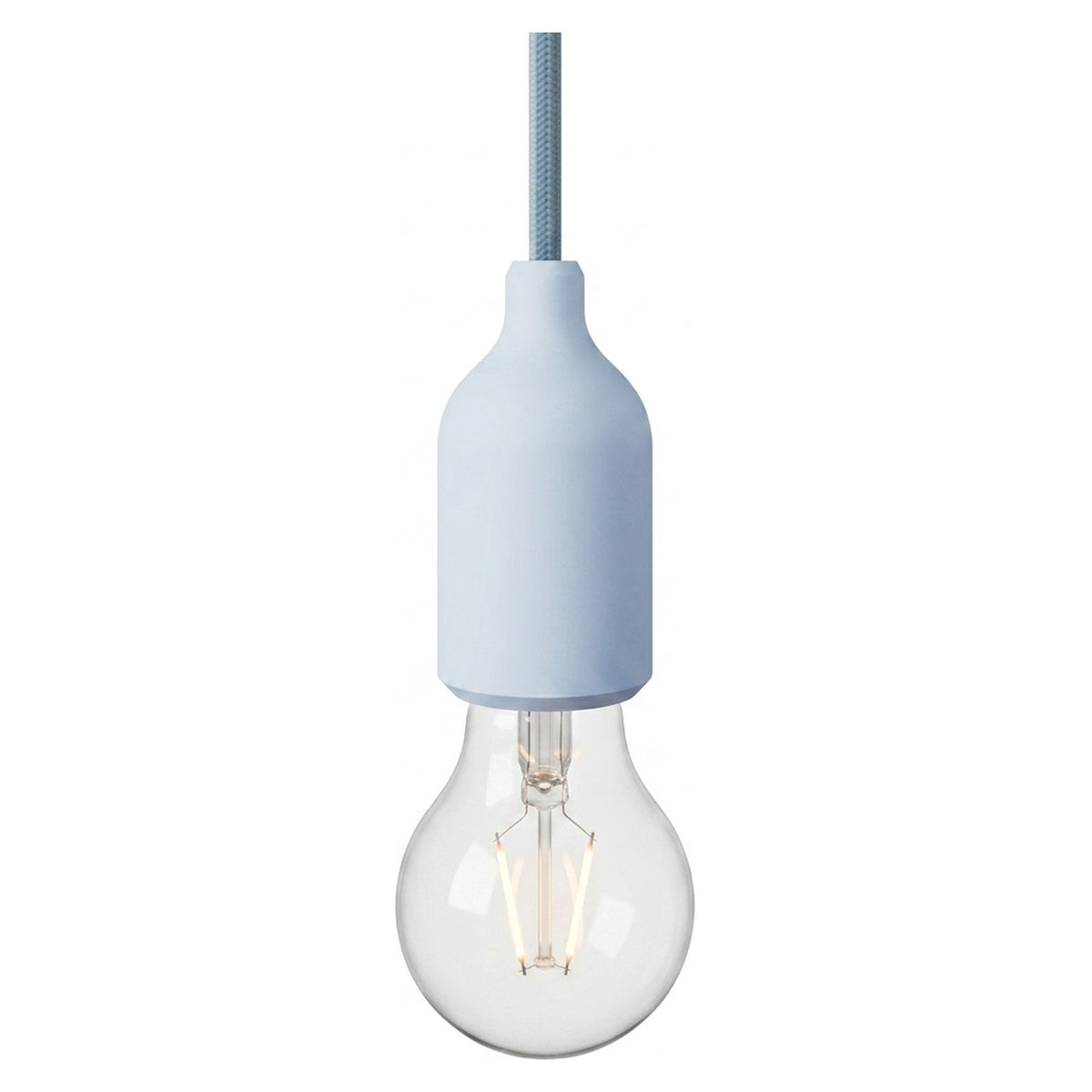 Douille E27 en silicone avec serre-câble dissimulé — Bleu ciel