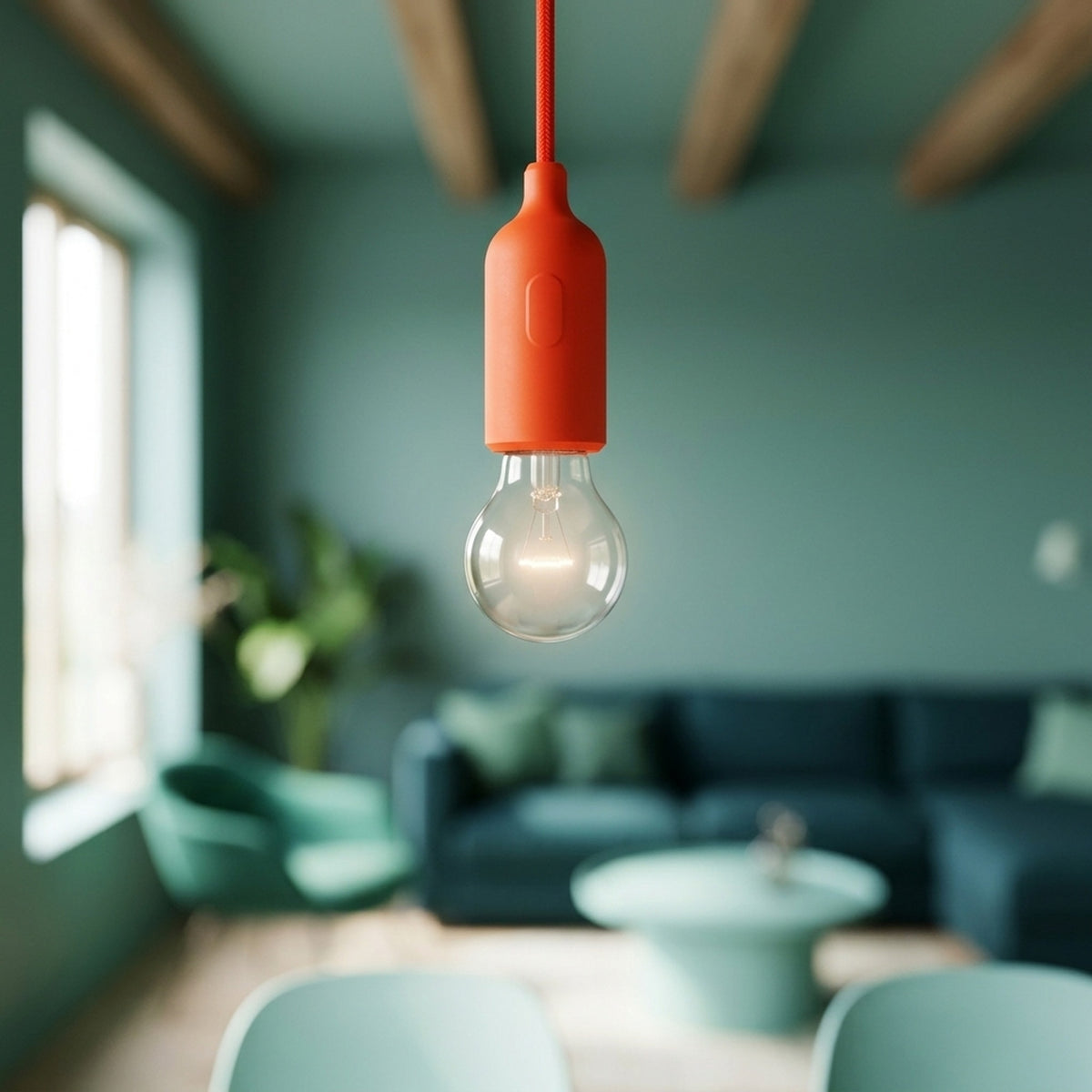 Douille E27 en silicone avec interrupteur — Orange