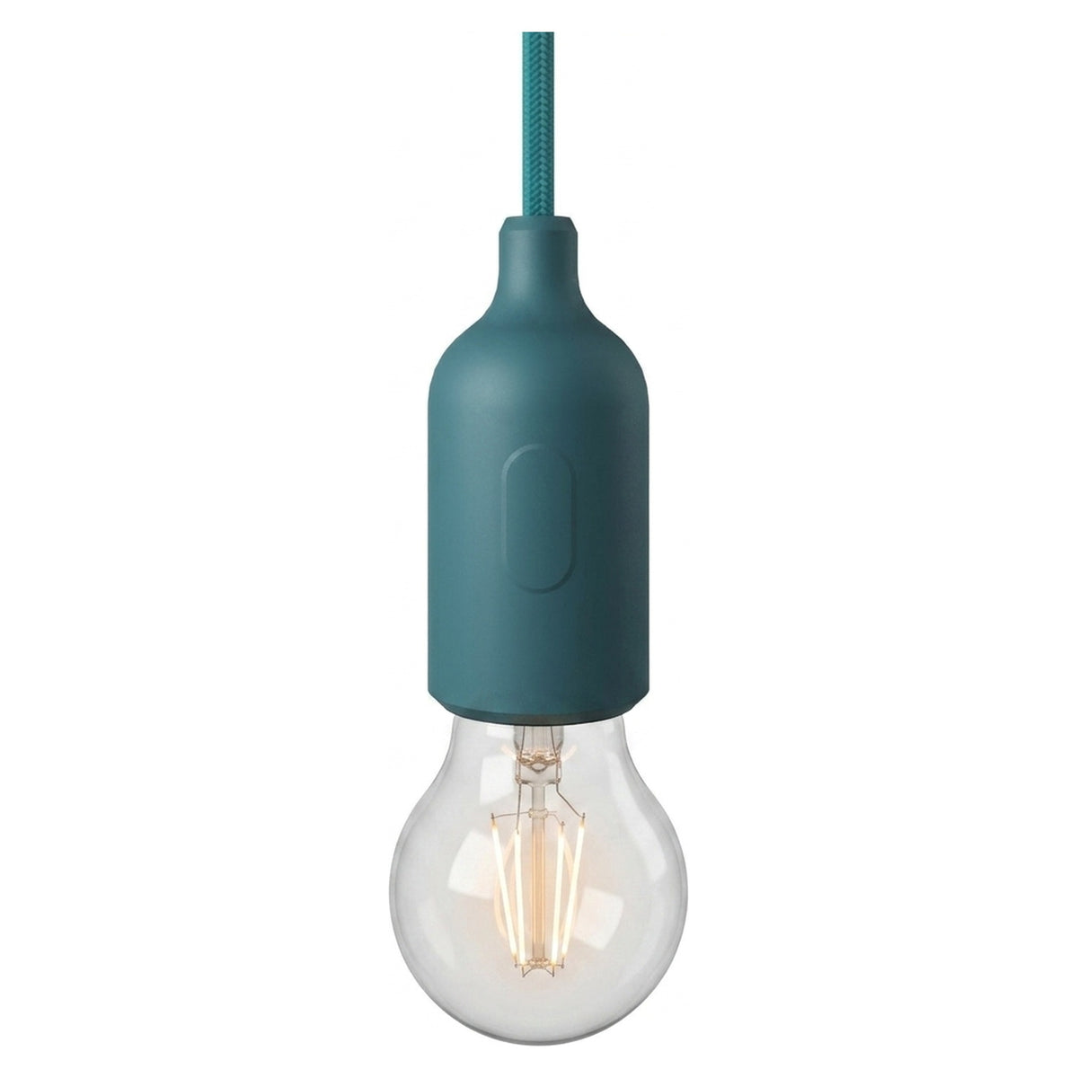 Douille E27 en silicone avec interrupteur — Bleu pétrole