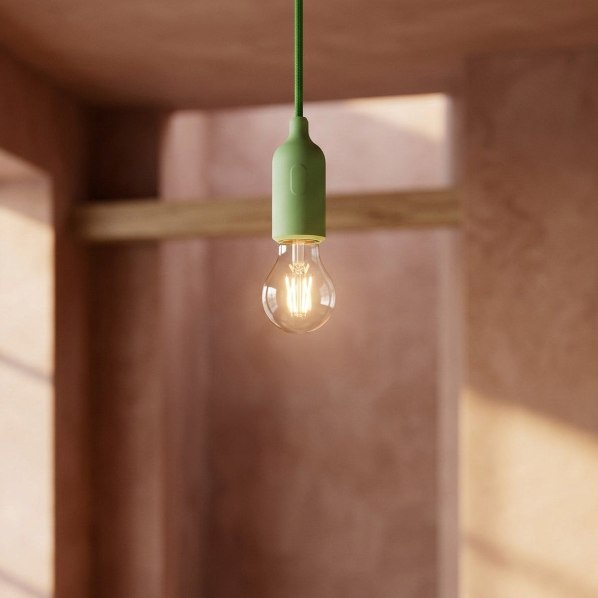 Douille E27 en silicone avec interrupteur — Vert prairie