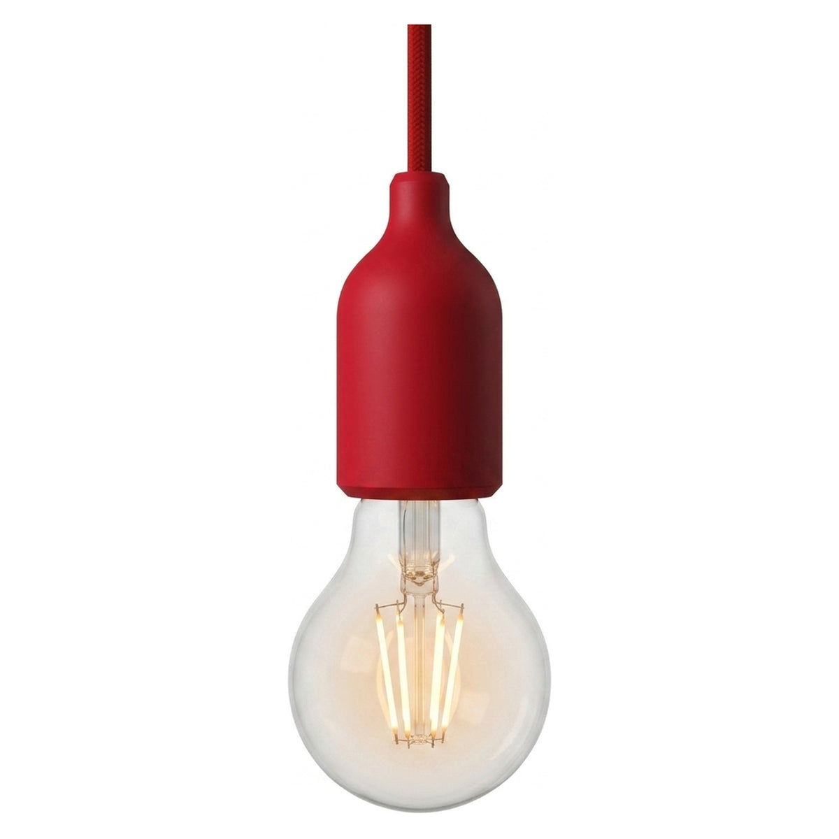 Douille E27 en silicone avec serre-câble dissimulé — Rouge