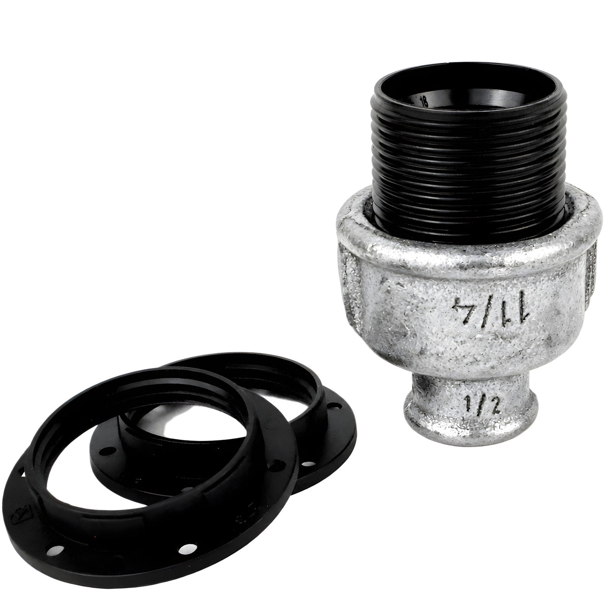 Kit douille E27 bakélite sur raccord 1/2'' (15x21mm) femelle en fonte galvanisée