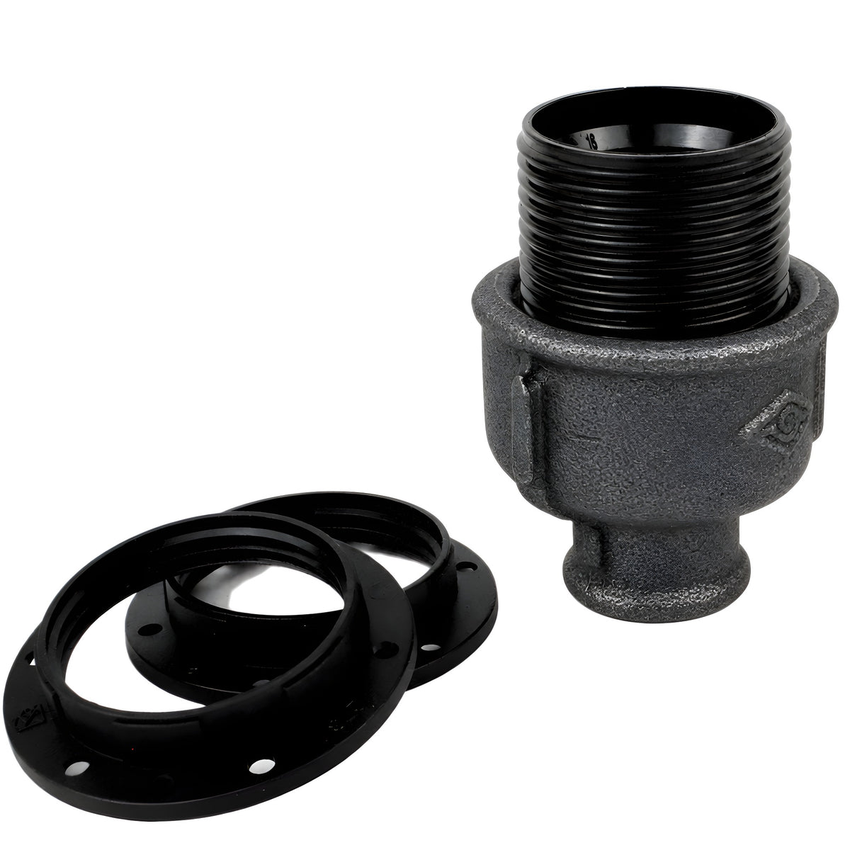Kit douille E27 bakélite sur raccord 1/2'' (15x21mm) femelle en fonte noire Eco