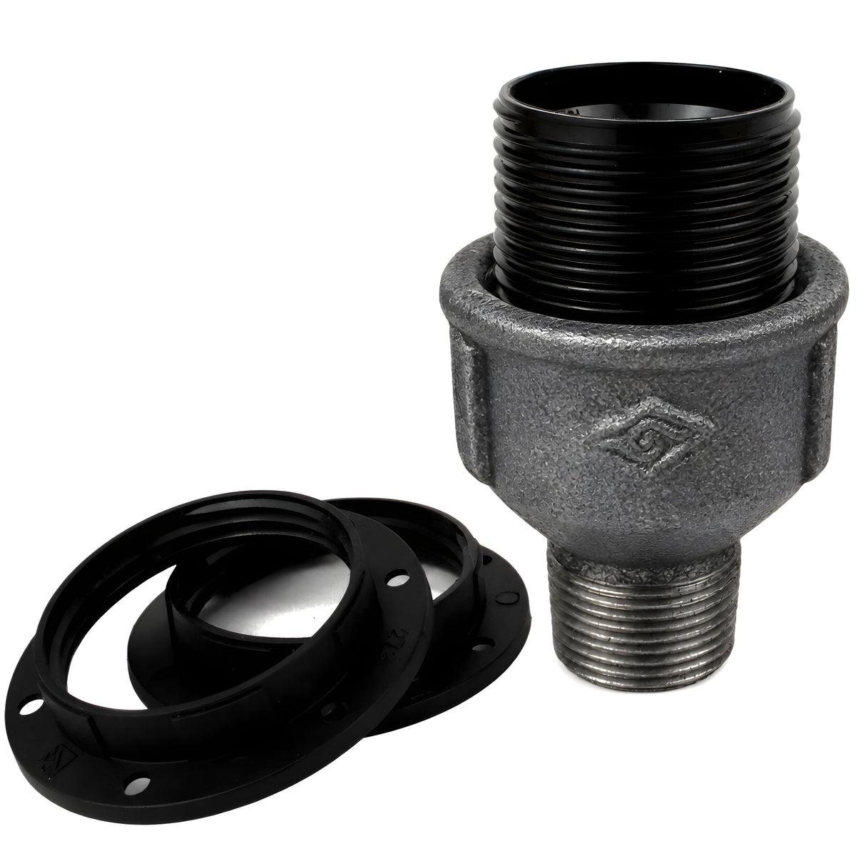Kit douille E27 bakélite sur raccord mâle en fonte noire Eco