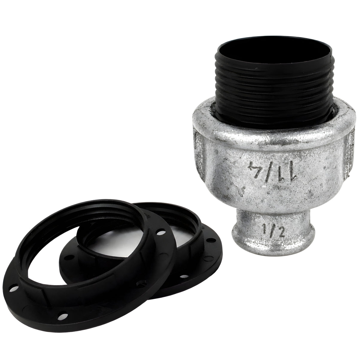 Kit douille E27 thermoplastique sur raccord 1/2'' (15x21mm) femelle en fonte galvanisée