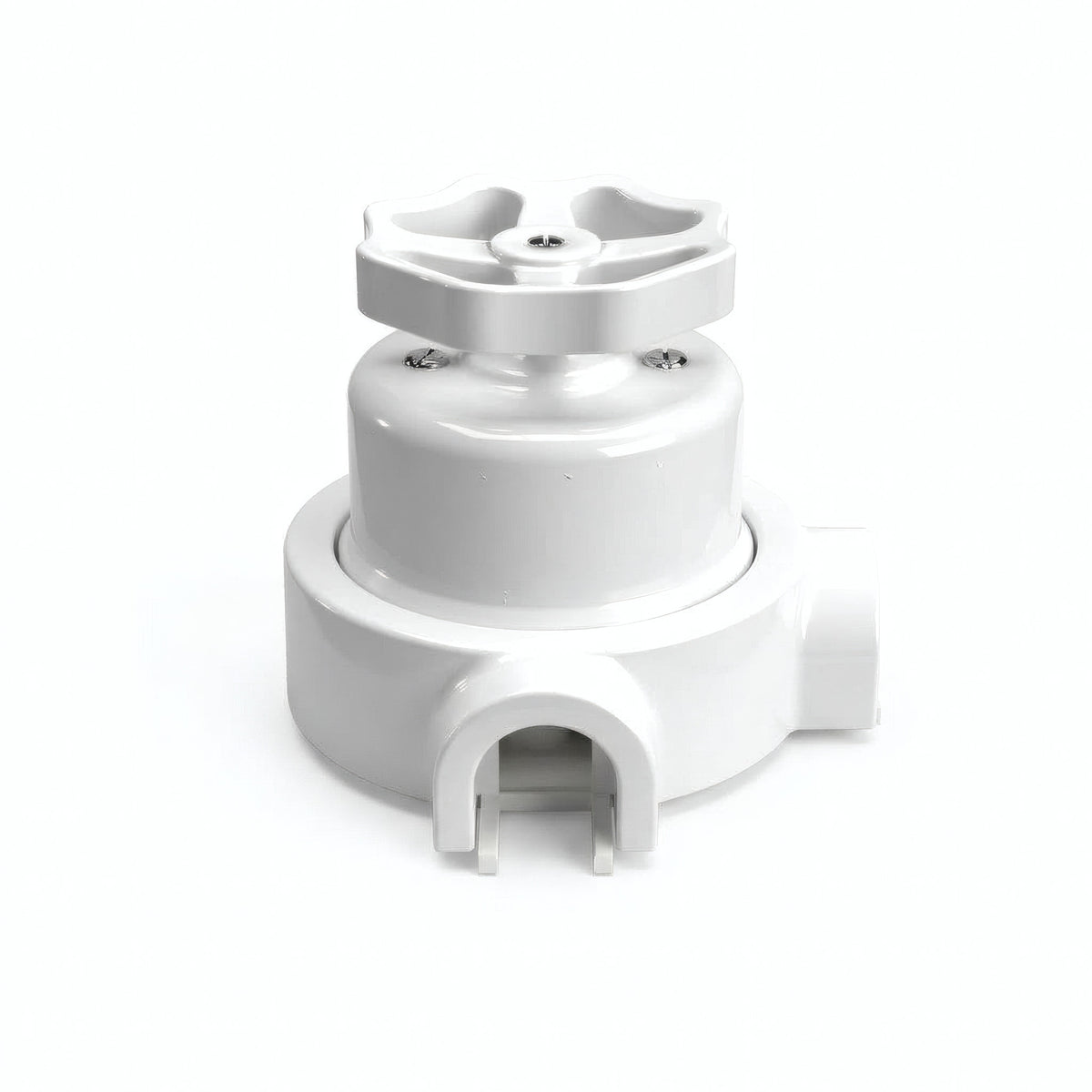 Kit interrupteur va-et-vient à bouton et socle en porcelaine — Blanc / Blanc / 2 sorties