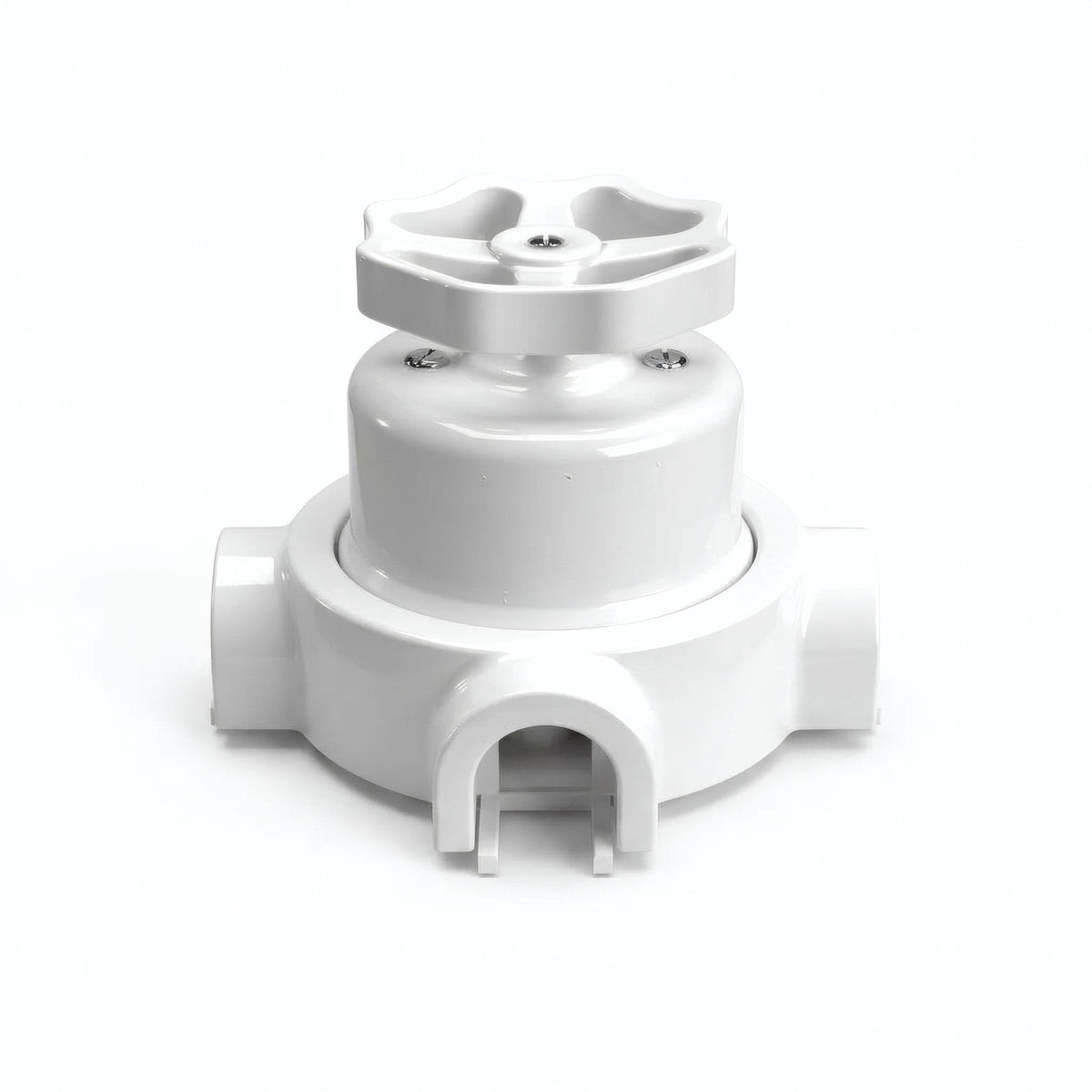Kit interrupteur va-et-vient à bouton et socle en porcelaine — Blanc / Blanc / 3 sorties